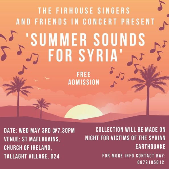 FIRHOUSE SINGERS IN CONCERT FOR SYRIAN EARTHQUAKE VICTIMS